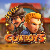 Cowboys tumble-style slot cover art with sheriff badge and dusty reels